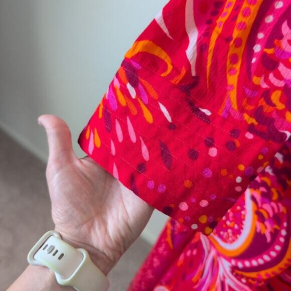 Vintage 60s 70s Hollywood Dress Robe L-XL Psychedelic Nightgown Groovy Boho Chic - Picture 10 of 16